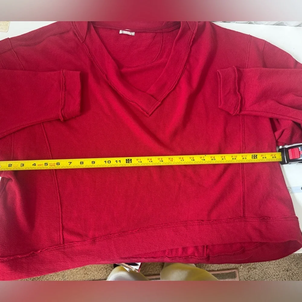 Free People Intimately XS Sweater Staycation Oversize Lounge Sweatshirt Red - Picture 10 of 13